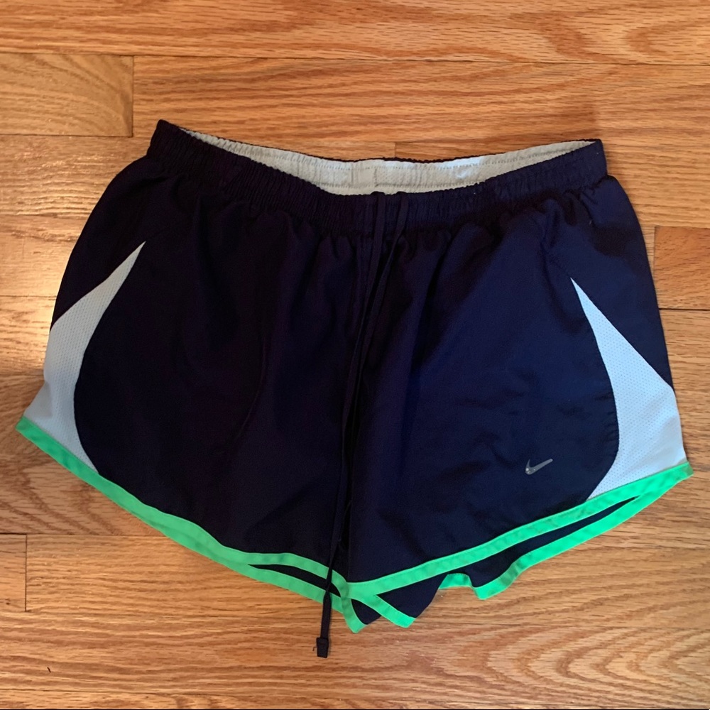 NIKE TEMPO Navy blue white & green running shorts